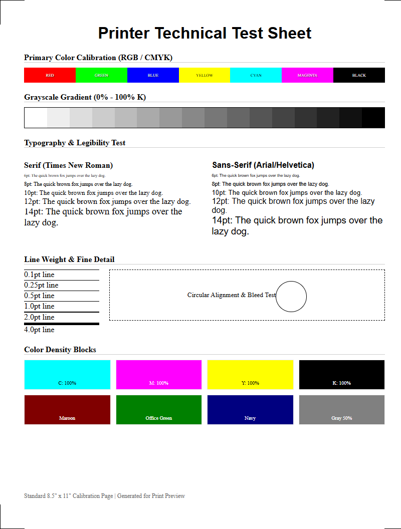Printer Color Calibration: A Guide to Optimizing ICC Profiles and CMYK Accuracy with Standard Test Pages