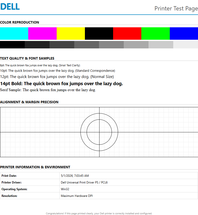 Dell Printer Test Page: Troubleshooting Hardware Diagnostics, Driver Configuration, and Print Quality