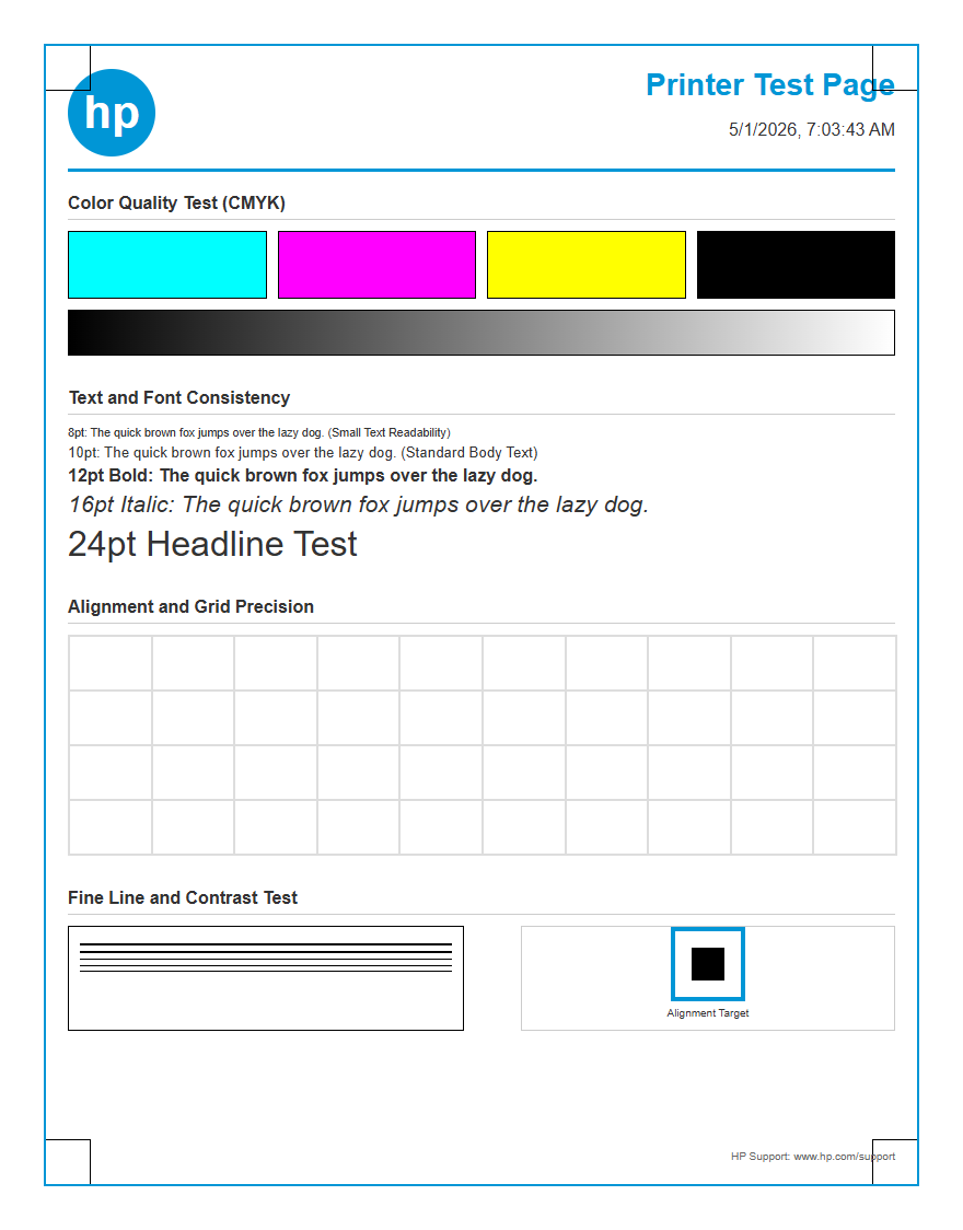 HP Printer Test Page Guide: Diagnostic Reports, Nozzle Checks, and Alignment Calibration