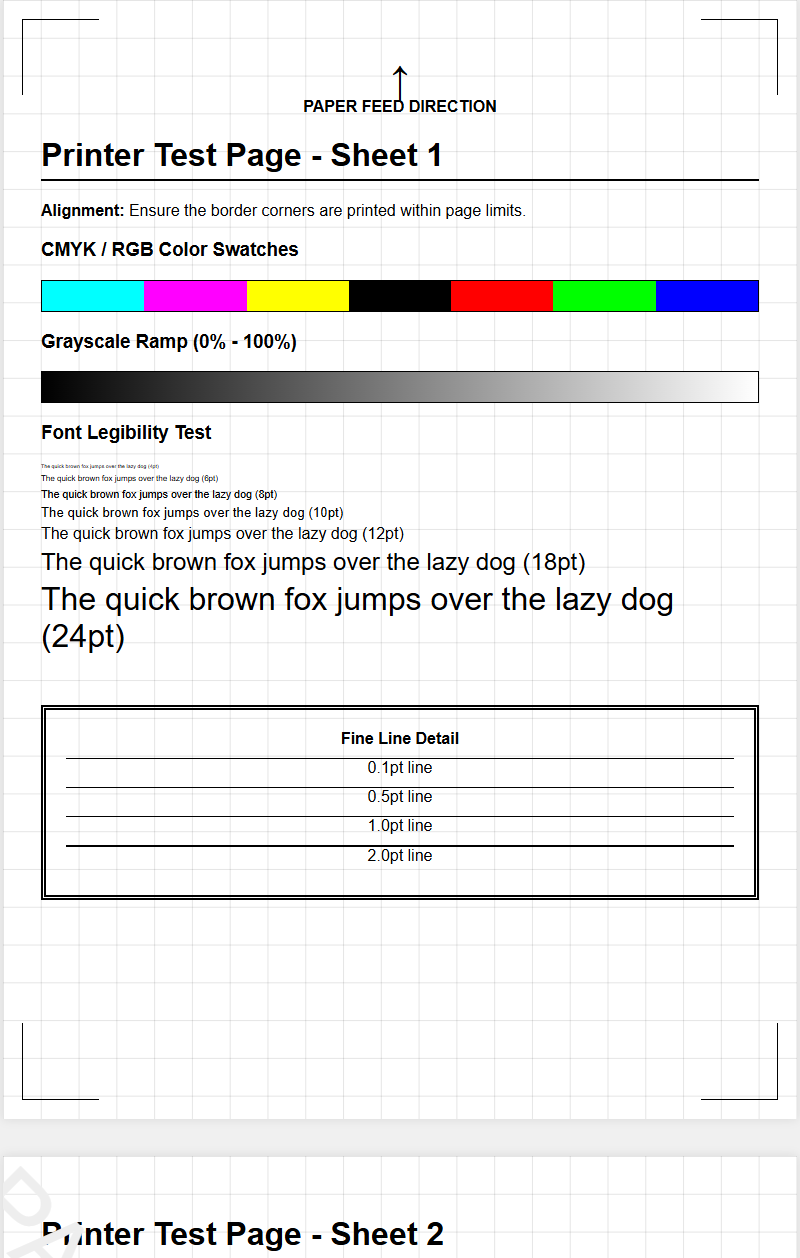 Printer Test Page: Calibrating Paper Feed Mechanics and Path Alignment